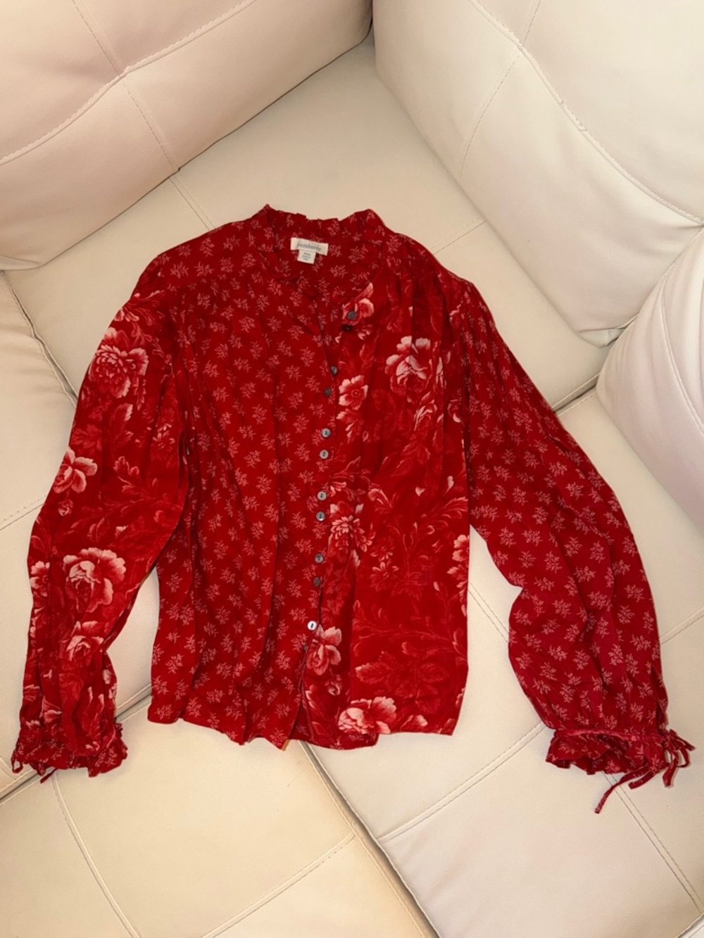Sundance Red Floral Button-Front Top